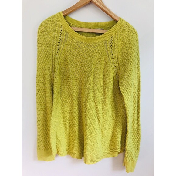 LOFT | Sweaters | Ladies Loft Sweater Sz L Lemon Bright Yellow Crochet ...